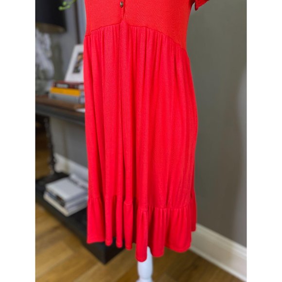 NEW See You Monday Red Ribbed Babydoll Dress Large - Picture 5 of 7